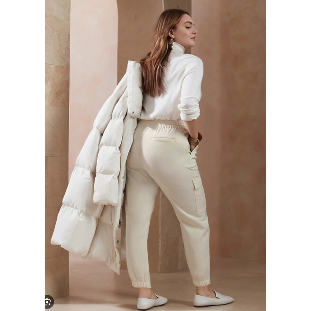 Banana Republic Cargo Pants Womens Sz L 12 NEW Joggers High Rise Ivory White